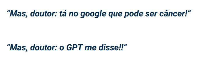 Frases de pacientes baseadas em buscas online e em IAs