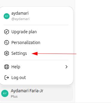 Configurações do ChatGPT