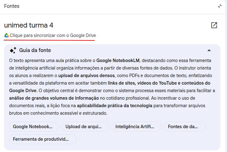 Atualização de fonte no NotebookLM