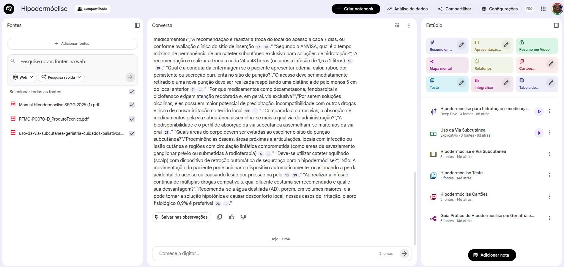 Exemplo de uso do NotebookLM