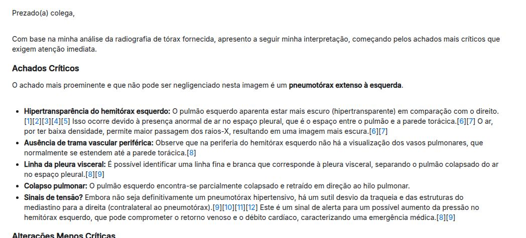 Imagem de Rx de tórax com pneumotórax